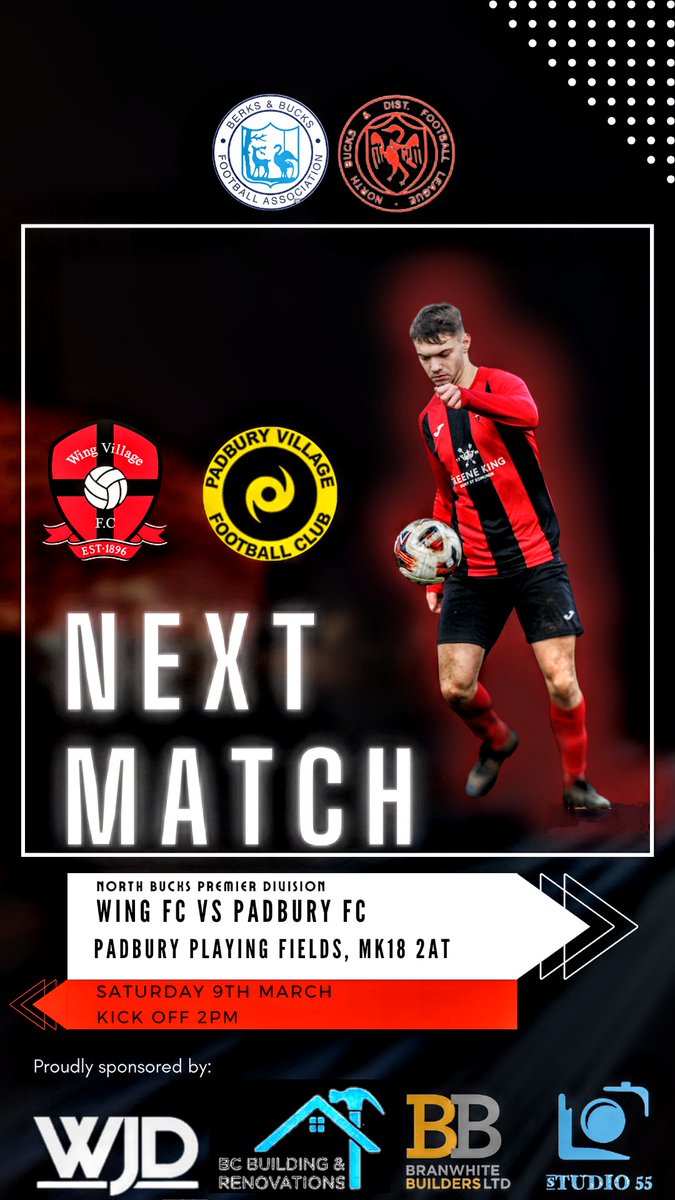 This Saturday it's 2nd vs 3rd in the North Bucks Premier, we are looking to make it 5 games unbeaten in the league as we make the trip over to 2nd place <a href="/PadburyVFC/">Padbury Village FC</a> who are themselves in a great run of form so it's sure to be a great contest!

🔴⚫

#upthewing