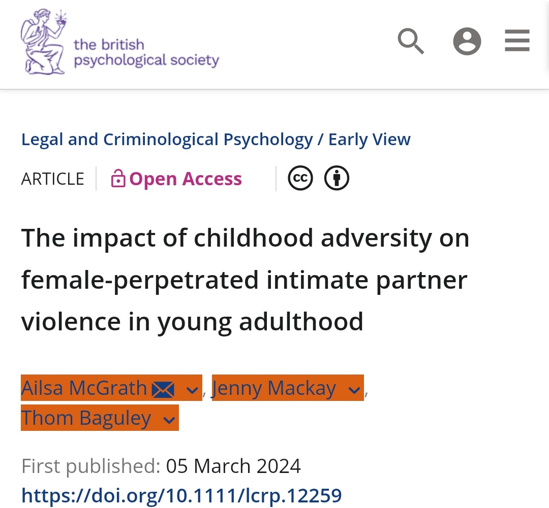 ⚠️‼️New research‼️⚠️
The more #childhood #adversity women had experienced,the more later  violence/abuse they used in relationships.
87% of our female sample reported perpetrating some form of #psychologicalabuse
17% reported perpetrating some form of #physicalabuse
#PA is ABUSE