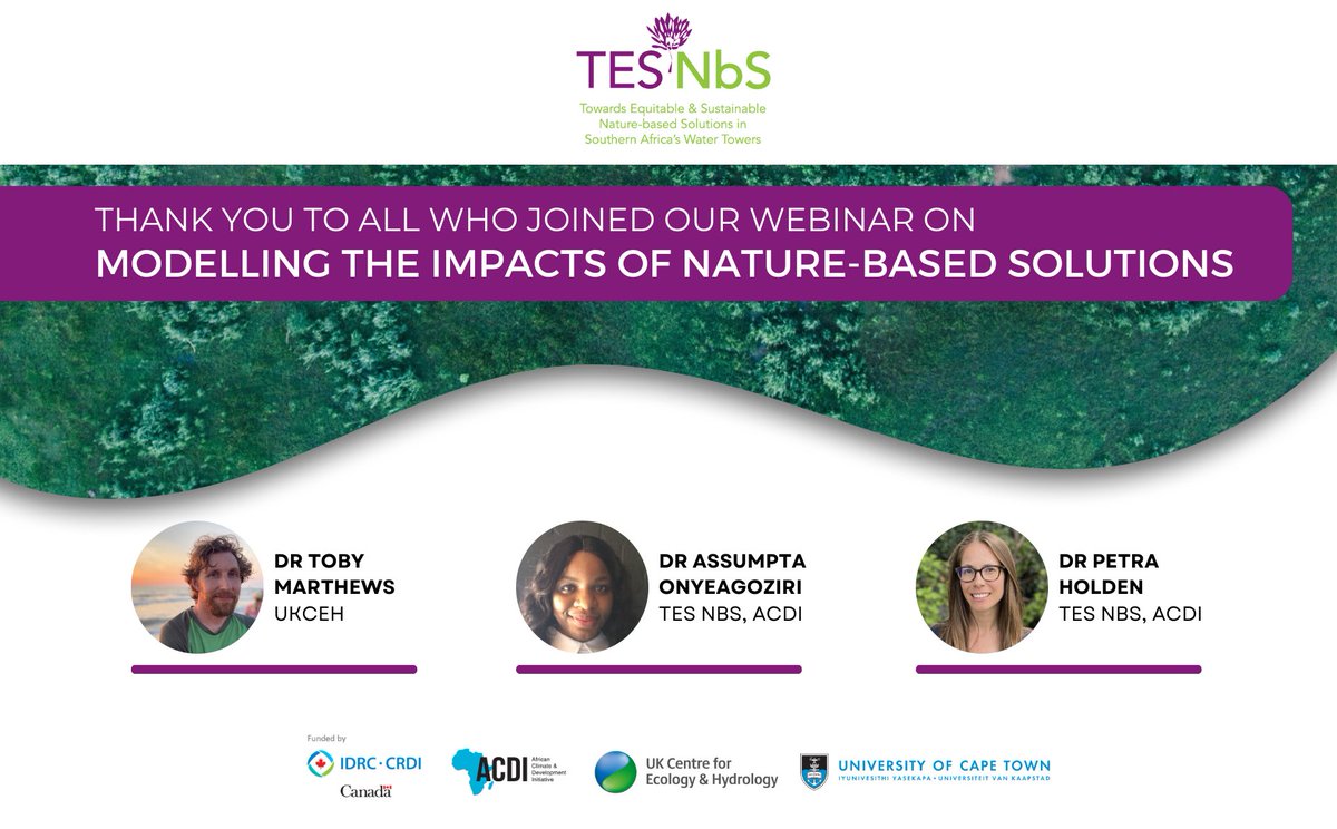 Transparency in modelling & innovation in experimental design is critical to inform locally appropriate #NbS! Thank you to all who joined our webinar on modelling the impacts of #naturebasedsolutions with talks by @Assumpta_Nn & @t_marthews! Recording coming soon! @UK_CEH