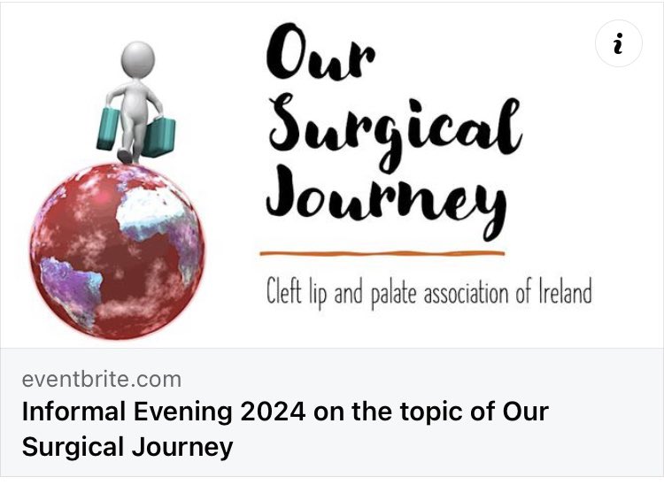 Registration open for an informal evening of discussion ‘Our Surgical Journey’ hosted by <a href="/clapaireland/">CLAPAI  (Cleft Irl)</a> April 11th at the Ashling Hotel Dublin 📢
Register on Eventbrite 👍