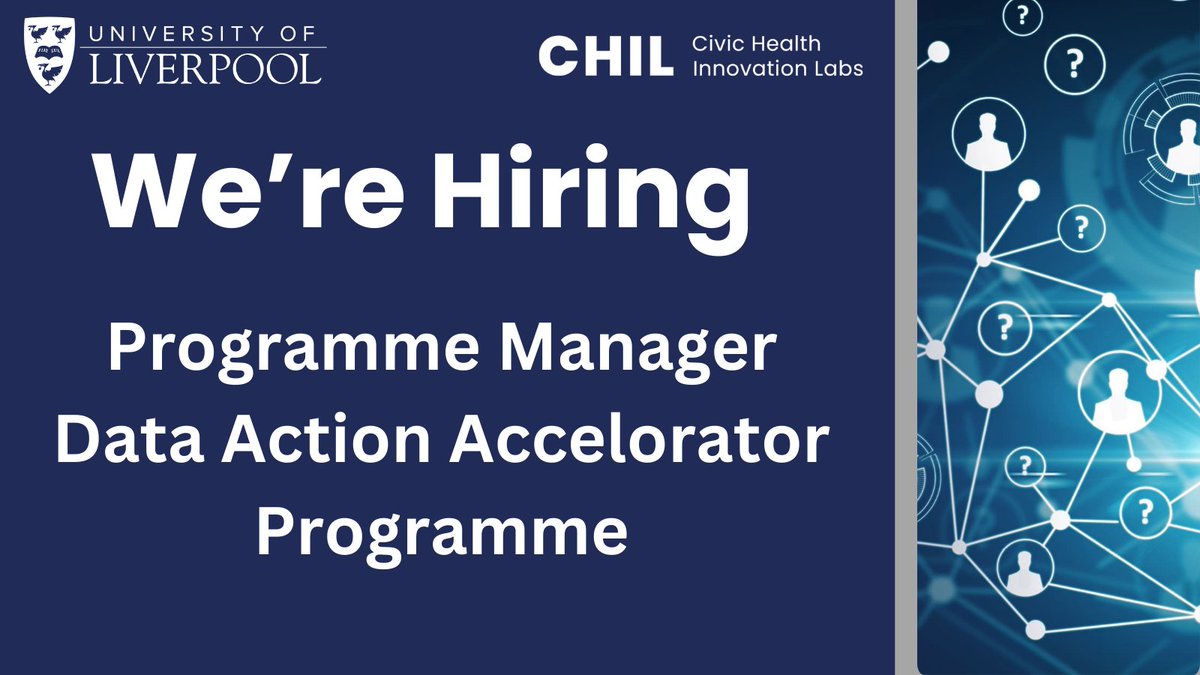 📢 We're hiring! An exciting opportunity to lead the development and implementation of the Data Action Accelerator in the Liverpool City Region as Programme Manager. For more details ➡️ ow.ly/QKj850QNqGM #recruiting #hiring #HealthInnovation #ProgrammeManager #LiverpoolJobs