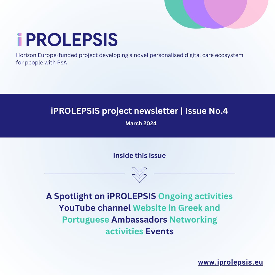 📰 The fourth edition of the @iprolepsis newsletter is now available! Discover the latest project advancements, ongoing activities, and a glimpse into past and future events all in one place. 🗞 Read the newsletter: iprolepsis.eu/_files/ugd/981… #psoriaticarthritis #digitalhealth