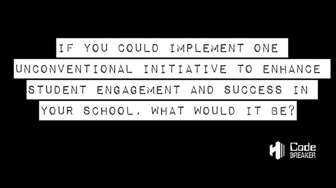 If you could implement one unconventional initiative to enhance student engagement and success in your school(s), what would it be?

#HackTheClass🎥 #CodeBreaker📚