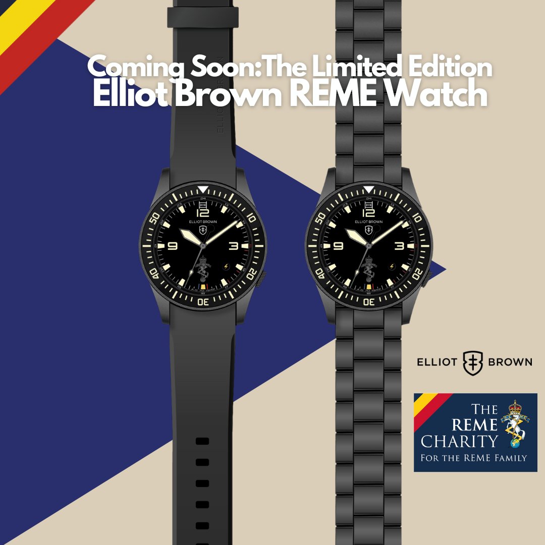 Elliot Brown has designed a beautiful limited edition REME Watch, full details here: ow.ly/hr1b50QNq46, and you can register your interest here: ow.ly/MY8A50QNq45 #TheREMECharity #ElliotBrownWatch #limitededition