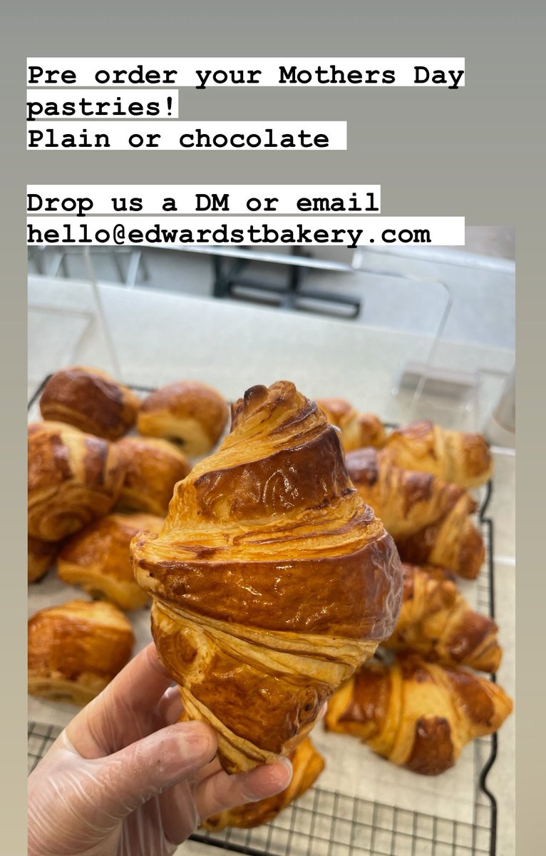 Edward St Bakery (@edwardstbakery) on Twitter photo You can pre order your Mothers Day pastries!
Plain or chocolate
Drop us a DM or email hello@edwardstbakery.com You can pre order your Mothers Day pastries!
Plain or chocolate
Drop us a DM or email hello@edwardstbakery.com