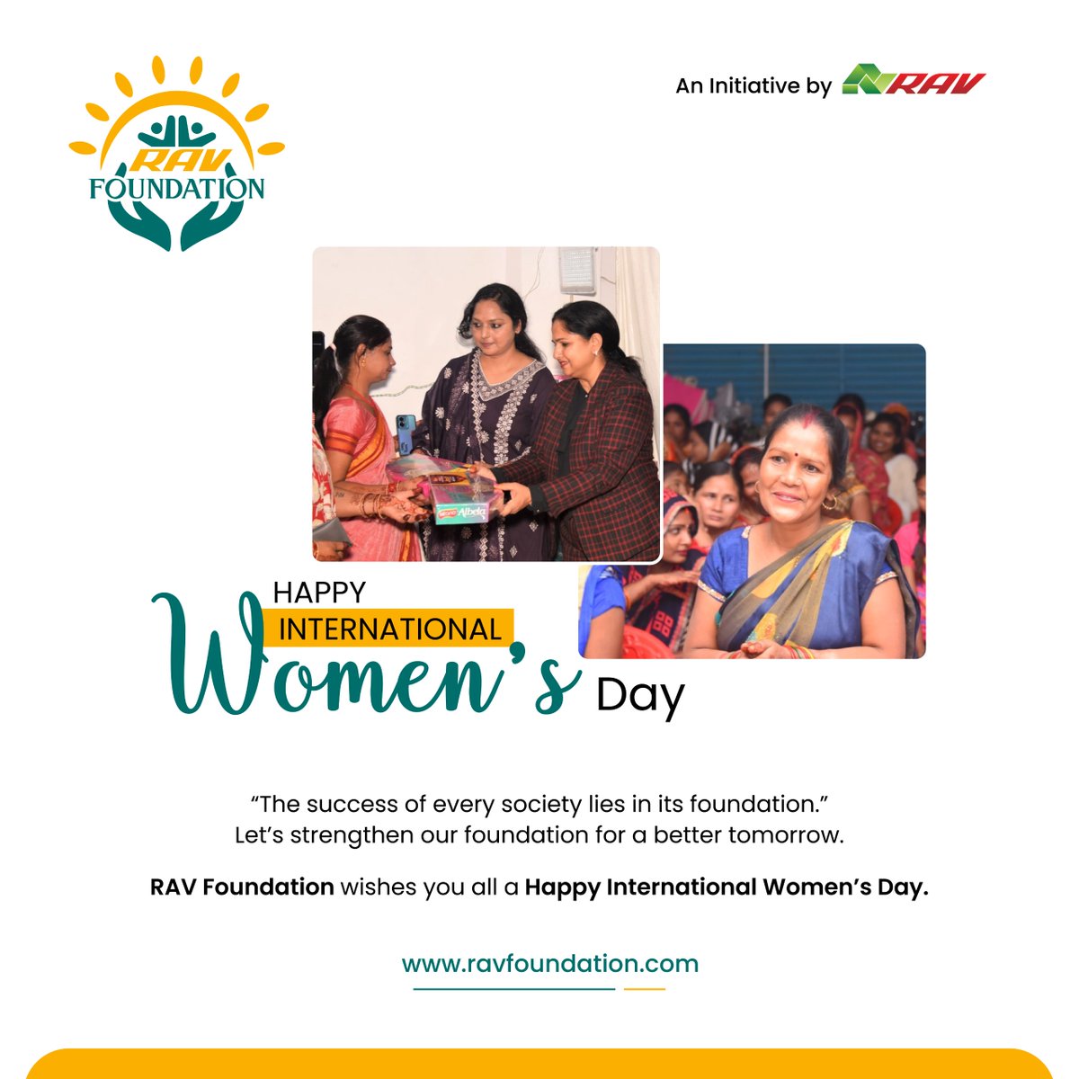 rav_foundation's tweet photo. ๐The success of every society lies in its foundatio๐ช. Letโs strengthen our foundation for a better tomorrow. RAV Foundation wishes you all a Happy International Womenโs .๐ธ
๐ https://t.co/c9jq92IMV5
โ๏ธ+91 9205440544
#InternationalWomensDay #WomenEmpowerment #ravfoundation https://t.co/L7d4ZhXqJ5