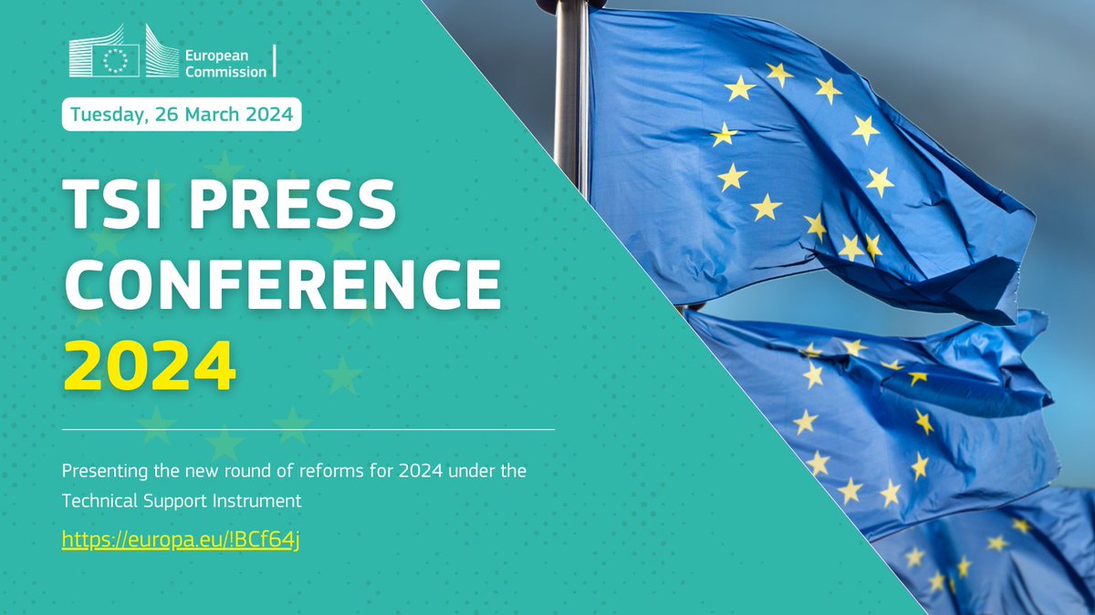 🗓️Save the date: 26 March! 🙌Commissioner @ElisaFerreiraEC will present the new round of #reforms supporting 27 🇪🇺Member States, under the Technical Support Instrument #TSI for 2024. Learn more⬇️ 🔗europa.eu/!BCf64j