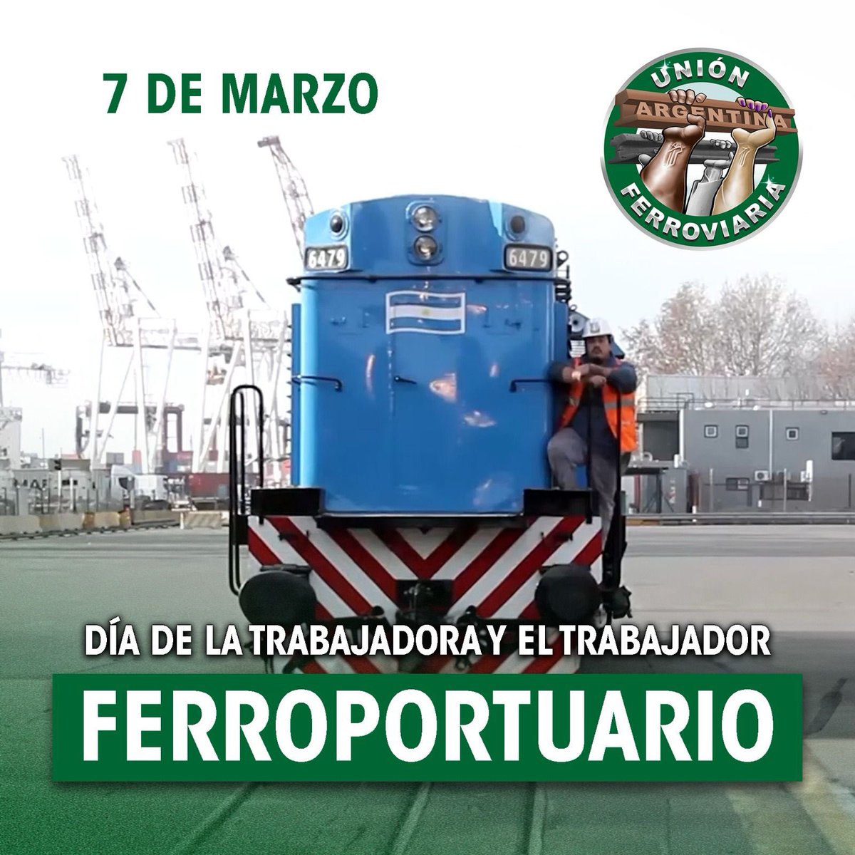 Hacemos llegar nuestro afectuoso saludo en su día a todos los trabajadores y trabajadoras que forman parte de nuestra Familia Ferroportuaria, quienes están aportando la experiencia, el compromiso y el trabajo en pos del desarrollo nacional.