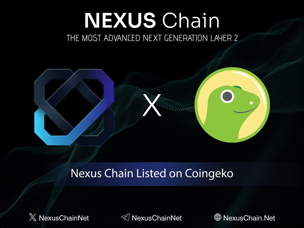 We are pleased to announce that $NEX is now listed on <a href="/coingecko/">CoinGecko</a>.

You may track us on the CoinGecko website using the following link:
coingecko.com/en/coins/nexus…

#NexusChain #Ethereum #Arbitrum #BlastEcosystem #Layer2