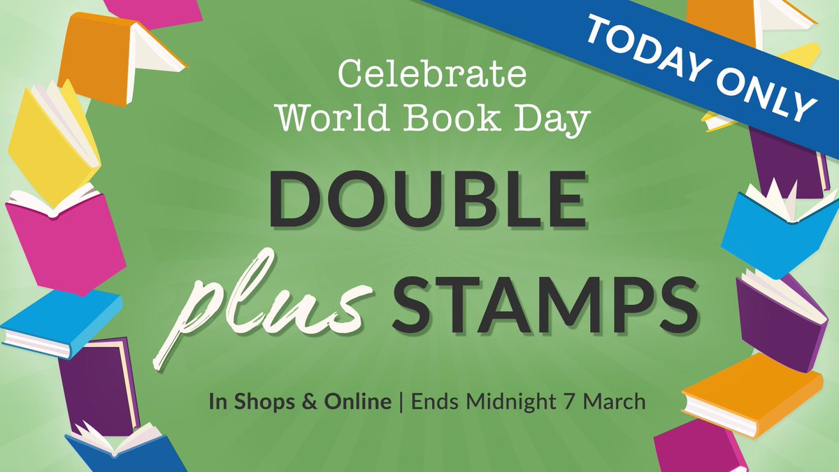 📚HAPPY WORLD BOOK DAY! 📚 To celebrate our favourite day of the year, it’s DOUBLE PLUS STAMP DAY! So grab your Waterstones Plus cards and head to your local store!