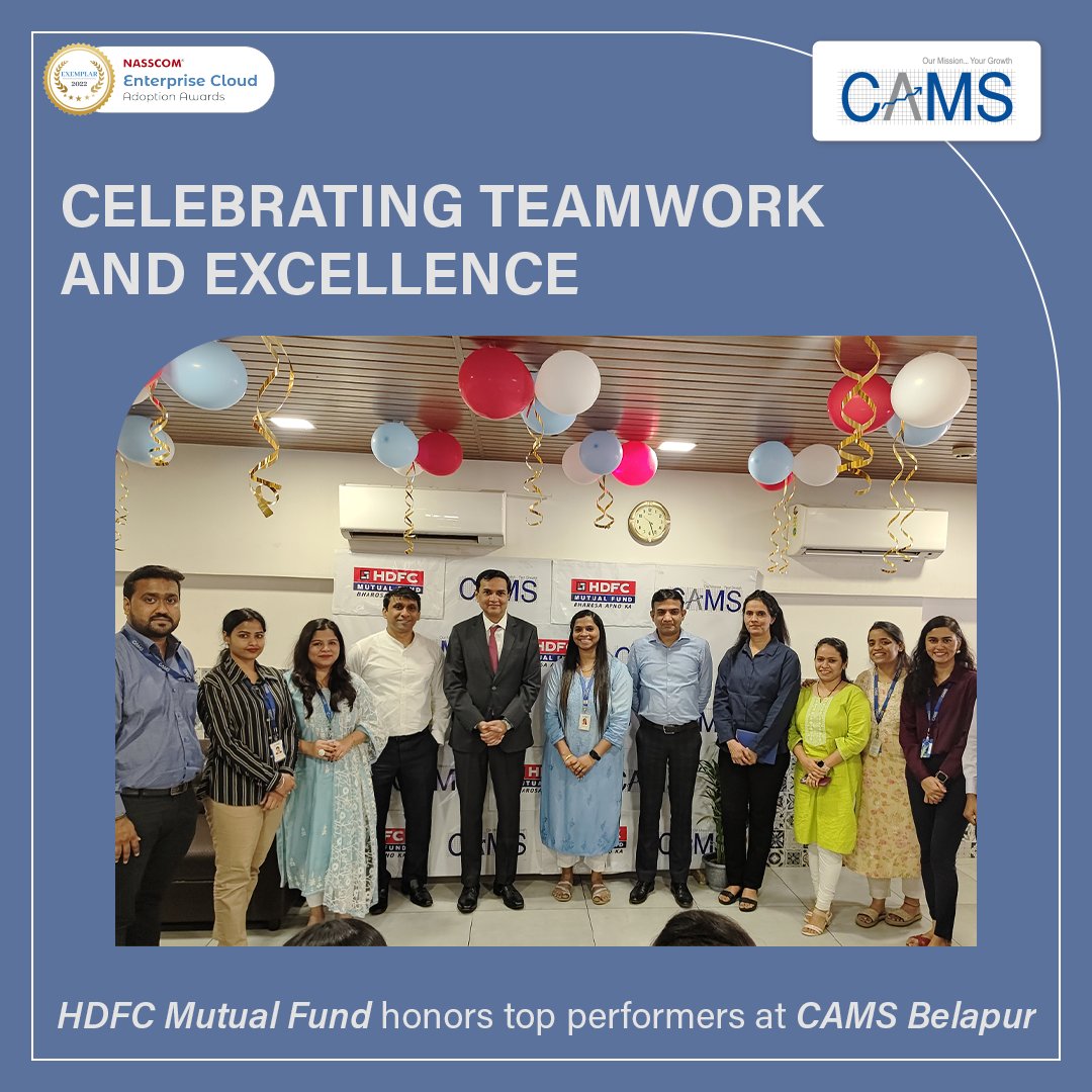 Hats off to the dedicated Contact Center team at CAMS Belapur! HDFC Mutual Fund recently held a special awards ceremony to recognize their outstanding performance. Executive Vice President and Co-head of sales, Mr. Rajiv Maniar graced the event as the chief guest and commended…