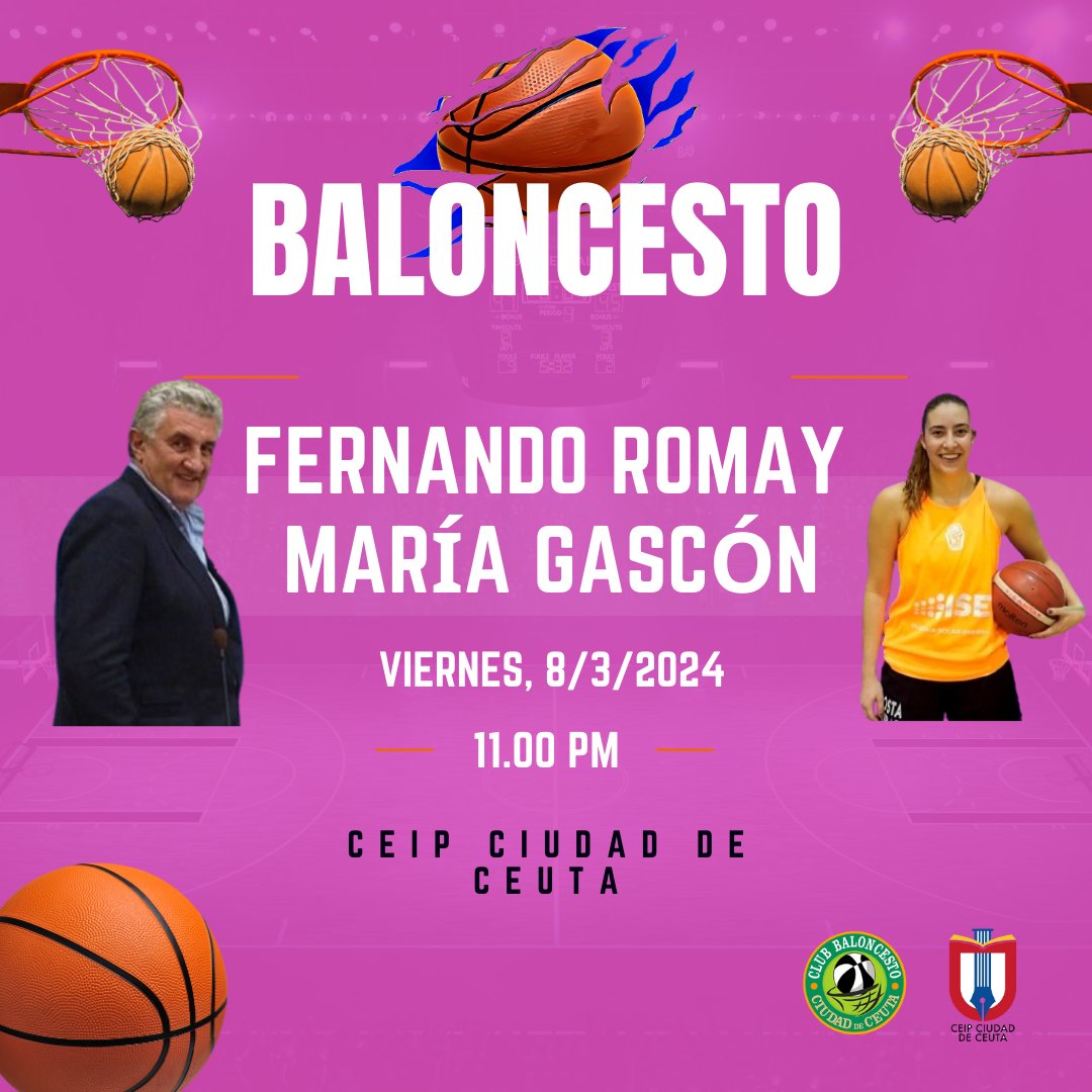 Tenemos el honor de anunciar la visita a nuestro colegio de dos personas muy importantes en el mundo del baloncesto: Fernando Romay y María Gascón. ¡Muchas gracias! <a href="/FedeBasketCeuta/">Federación de Baloncesto de Ceuta</a> <a href="/BaloncestoESP/">Baloncesto España</a> ¡Estamos emocionados! <a href="/fernandoromay1/">fernandoromay</a> <a href="/mariagascon10/">Maria Gascon</a>