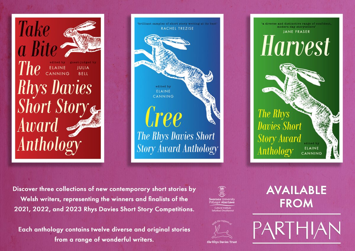 On #WorldBookDay we are celebrating the works of our previous winners & finalists of the 2021, 2022, and 2023 Rhys Davies Short Story Competitions - 3 wonderful anthologies, each containing 12 brilliant short stories! Available from @parthianbooks: parthianbooks.com/search?q=rhys+…