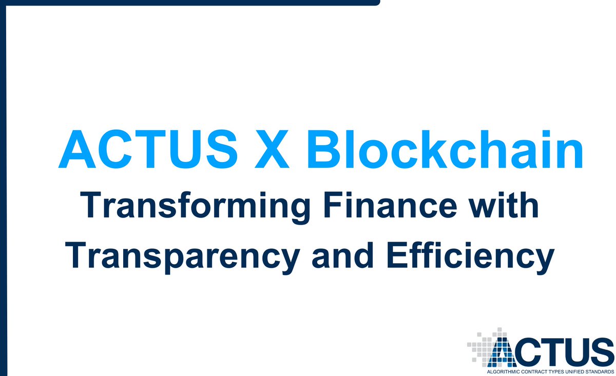 🟦 The #ACTUS standard and #blockchain offer a promising solution to the longstanding issues of transparency and efficiency in financial markets. By leveraging these technologies, financial institutions can significantly reduce operational costs, enhance regulatory compliance,…