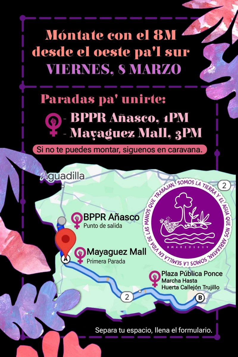 JSALPPR's tweet photo. Mañana, Día Internacional de la Mujer Trabajadora, nos vemos en el oeste. Súmate en caravana, trae tu pandero, instrumentos y vamos pa'l sur....
#8MOeste
#8MPR
#TierraAguaSemilla https://t.co/MqRfEMlhVL