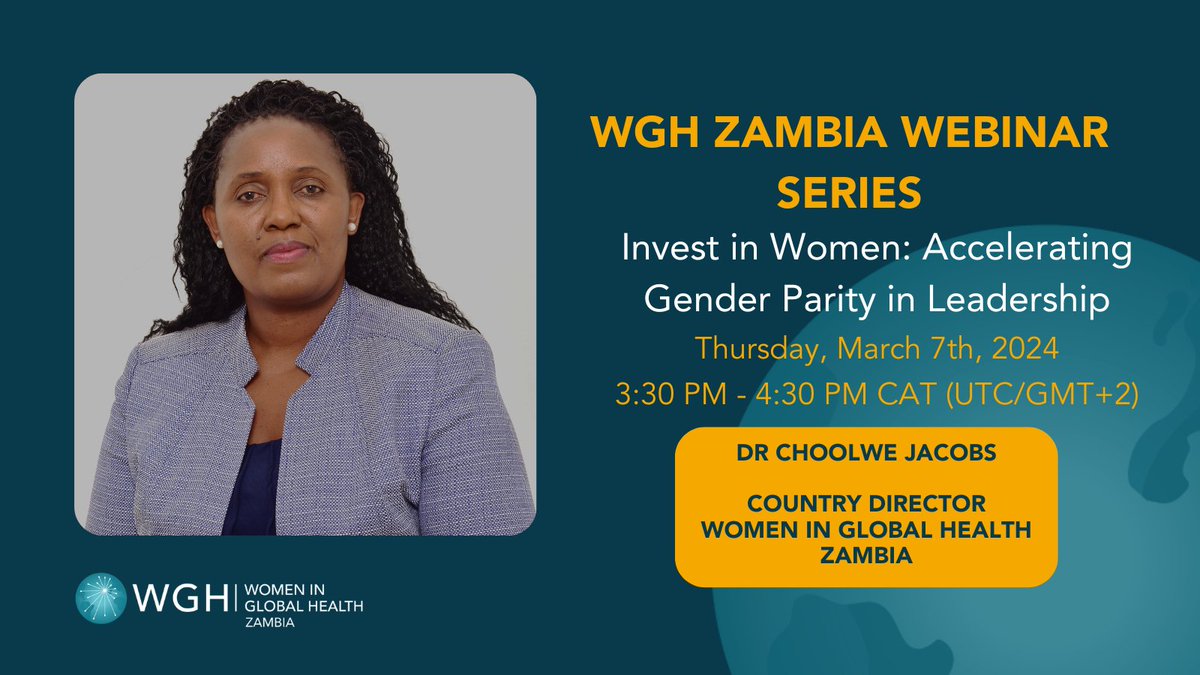 Join us today for our second #IWD2024 webinar as we delve into the crucial steps needed to achieve gender parity in leadership. Let's break barriers and drive change together! #InvestInWomen #Leadership #WGHZambia @womeninGH Sign-up🔗forms.gle/jZUtDiMi7J8poo…