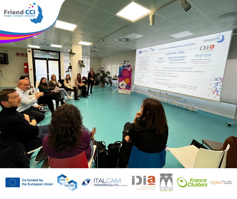 V_Cluster's tweet photo. 🇪🇸 FRIEND CCI a Saragozza! 
 
👉Scopri di più sui due giorni di creatività organizzati dal Cluster IDiA ai seguenti link: https://t.co/M4239NAhfD
https://t.co/vjzN1ykjsl

#friendcci #Euroclusters #ECCP #creativeculturalindustries #CulturalInnovation #CCI https://t.co/3Rcuku8EXn