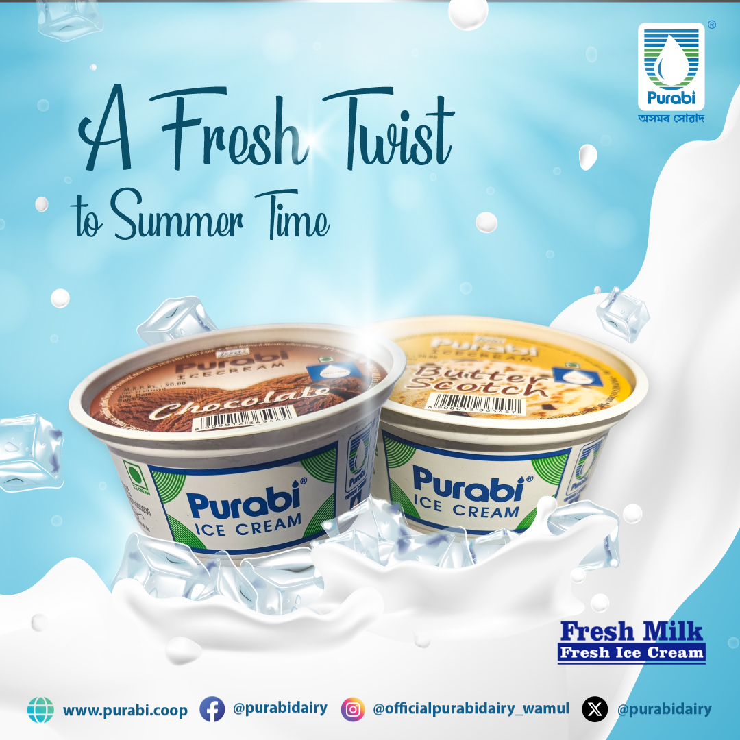 Elevate your summer experience with the pure and fresh taste of Purabi Ice Cream. #purabidairy #purabimilk #icecream #dairyproducts #wamul #assam