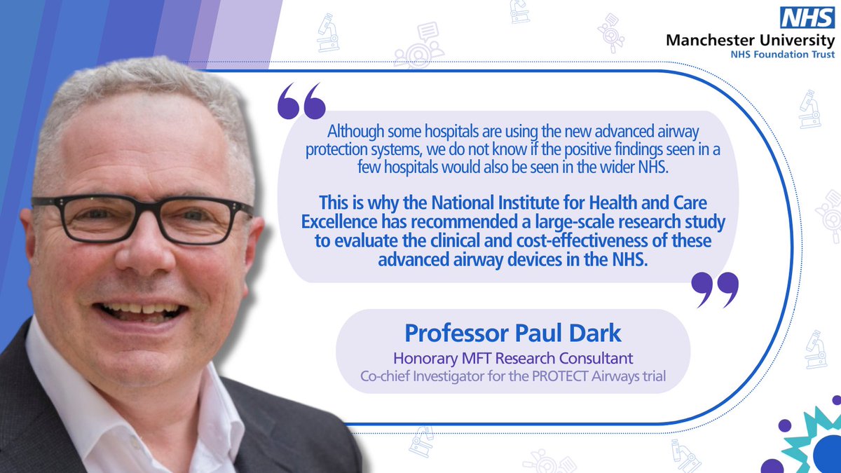 MFT Research and Innovation (@mft_research) on Twitter photo <a href="/MFTnhs/">MFT NHS</a> <a href="/NIHRresearch/">National Institute for Health and Care Research</a> <a href="/FBMH_UoM/">UoM Biology, Medicine and Health</a> <a href="/MFT_CSS/">MFT_CSS</a> <a href="/gazkitch/">Gareth Kitchen</a> The trial, led by <a href="/MFTnhs/">MFT NHS</a> will investigate if advanced airway protection systems for ventilators will reduce serious side effects and shorten the duration of ICU care.
Prof Paul Dark, Honorary MFT Consultant is Co-chief Investigator which will involve 44 ICUs across England. <a href="/MFTnhs/">MFT NHS</a> <a href="/NIHRresearch/">National Institute for Health and Care Research</a> <a href="/FBMH_UoM/">UoM Biology, Medicine and Health</a> <a href="/MFT_CSS/">MFT_CSS</a> <a href="/gazkitch/">Gareth Kitchen</a> The trial, led by <a href="/MFTnhs/">MFT NHS</a> will investigate if advanced airway protection systems for ventilators will reduce serious side effects and shorten the duration of ICU care.
Prof Paul Dark, Honorary MFT Consultant is Co-chief Investigator which will involve 44 ICUs across England.
