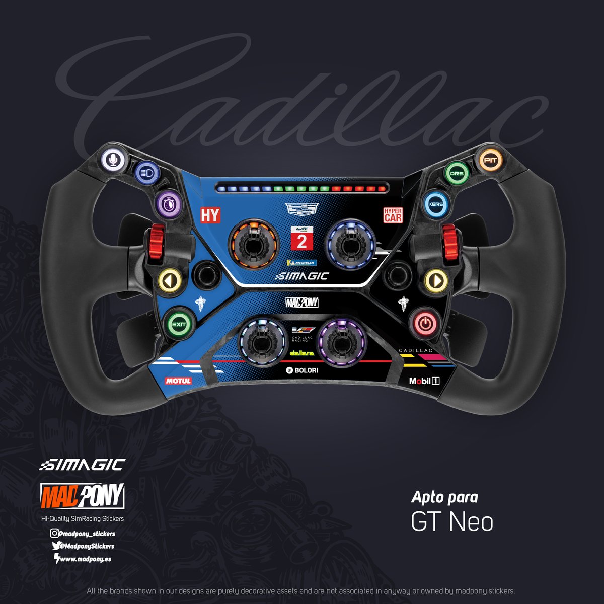 Ya tenemos a la venta en la web algunos diseños para el GT Neo de <a href="/simagicofficial/">Simagic official</a> 

Y si has comprado tu volante en <a href="/bolori/">Bolori</a> ojo al recibirlo porque os hemos dejado un regalito 😁 

Ya a la venta: madpony.es/gtneo

#stickerporn #customize #simracing #simagic #gtneo
