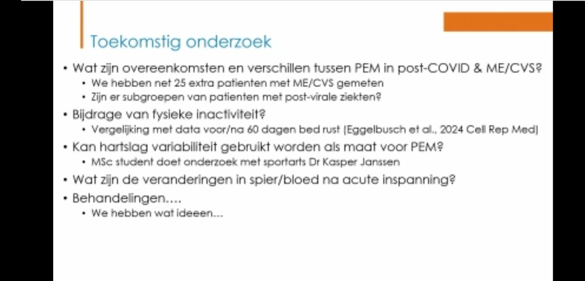 vrijezangvogel's tweet photo. Ik viel in het staartje van @RobWust. Heb hier screenshots van samenvatting op einde.
#LongCovid #PEM #symposium #CSupport
En de vragen erna..Sommigen blijven aan hun psychosomatiek stokpaardje hangen 😬
Ik moest week herstellen van inspanningstest sportarts.
En verlengen grens https://t.co/HyysWvCvnb