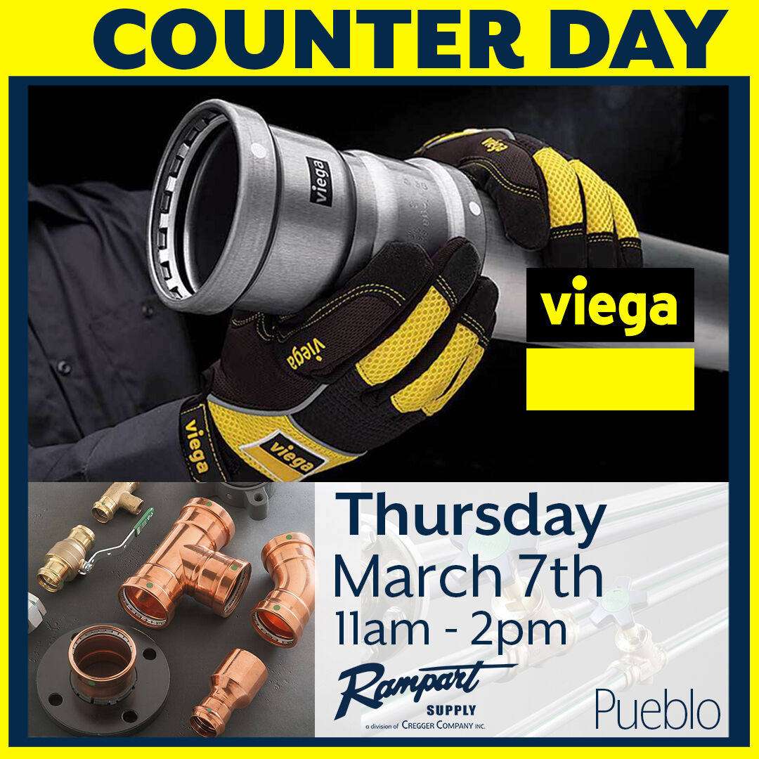 Today form 11am-2pm in Pueblo ==> @ViegaLLC Counter Day! ProPress & MegaPress!!

#RampartSupply
#pueblo 
#CounterDay
#Viega