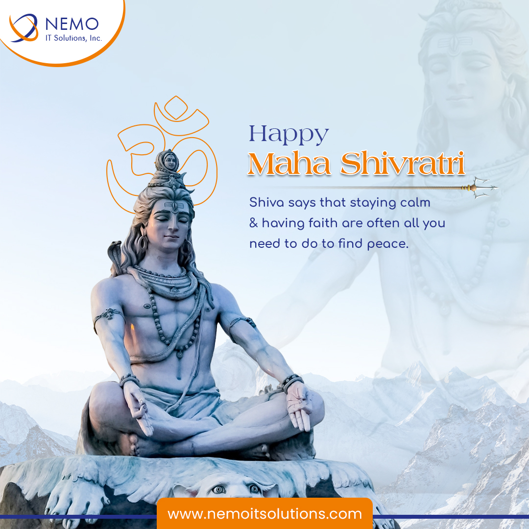 'Shiva says that staying calm and having faith are often all you need to do to find peace' @nemoitsolutions Wishing You A Happy Maha Shivratri! 🕉 . . . #mahadev #mahashivratri #mahashivratri2024 #festivevibes #celebration #shiva #shivshakti #nemoitsolutions #shankarmahadevan