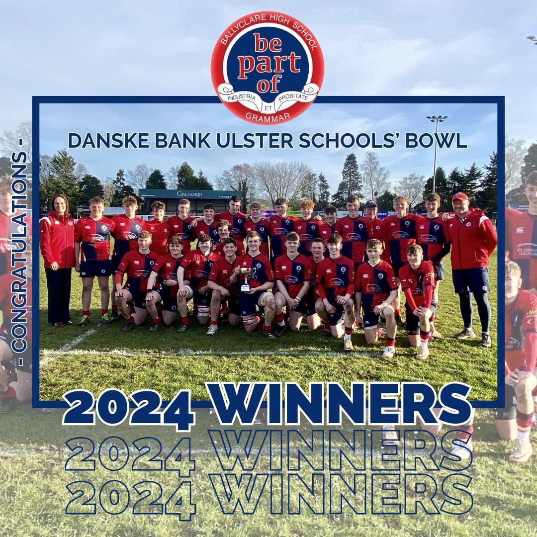 Congratulations to our 1st XV who won the Danske Bank Ulster Schools’ Bowl today with a 10-7 win against Cambridge House 🏉 Well done to all the boys and their coaches 💪 #bepartofthesuccess #bepartofballyclarehigh