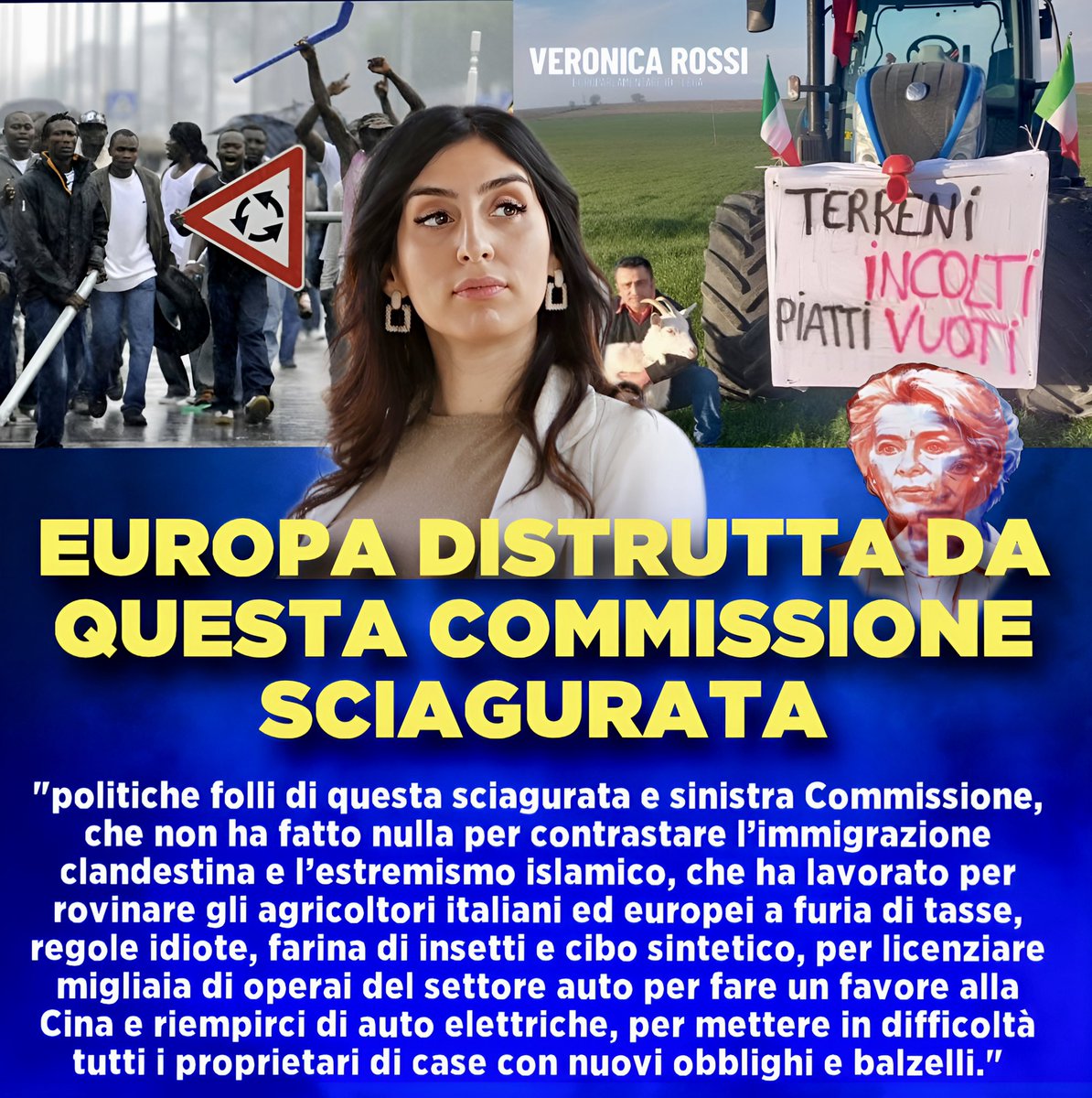 Non voglio un’Europa distrutta da politiche avventate e ideologiche. Dobbiamo fare attenzione e cercare soluzioni che realmente migliorino la vita degli italiani, anziché danneggiarli. Mai più con chi non tiene conto delle reali esigenze e preoccupazioni della popolazione. #ue