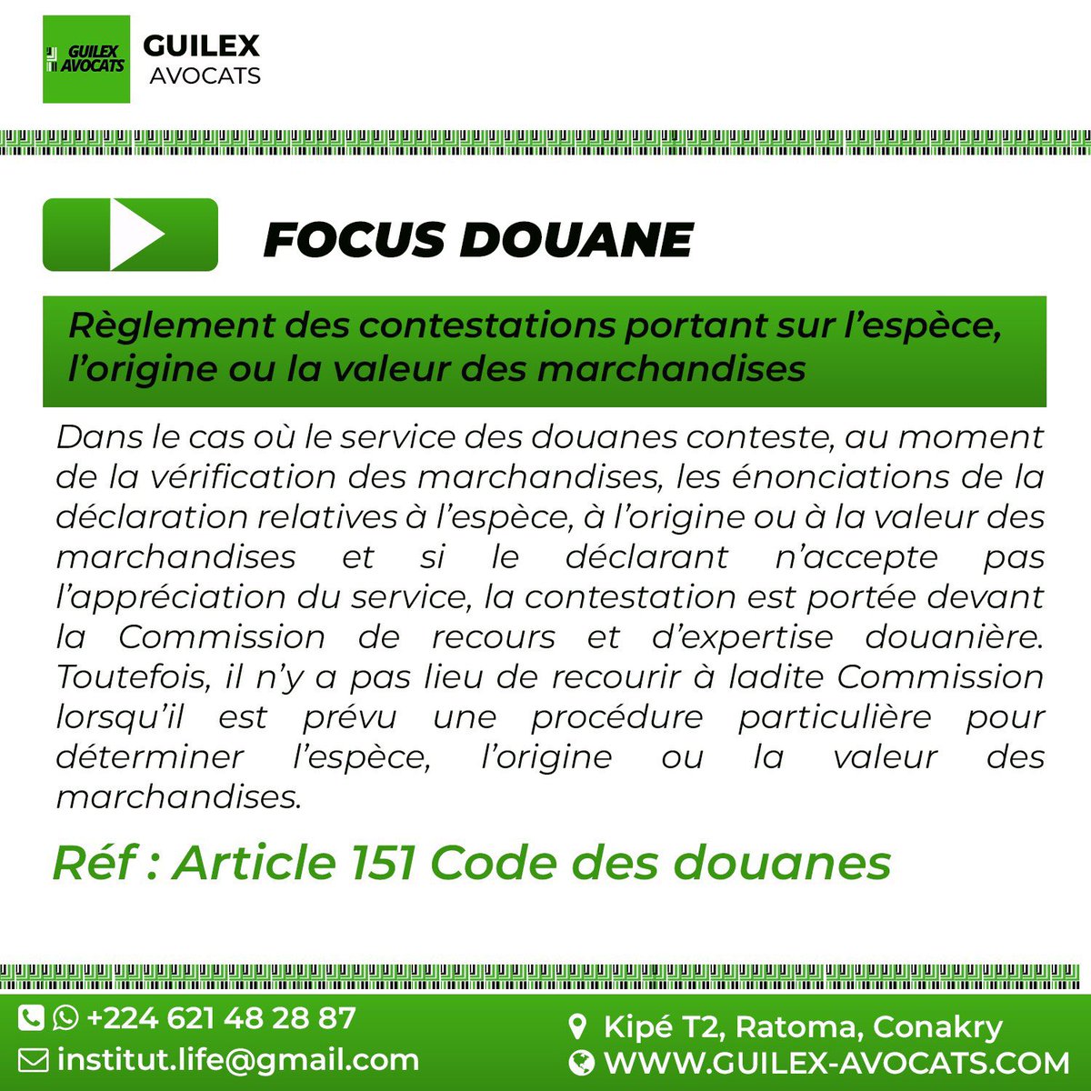 [FOCUS DOUANE]: Règlement des contestations portant sur l'espèce, l'origine ou la valeur des marchandises.