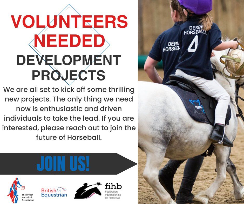 🐴⚽️ VOLUNTEERS NEEDED - DEVELOPMENT PROJECTS 🐴⚽️

If you are passionate about all things Horseball and would like to be involved with some of the exciting projects we have coming up - JOIN US! 🤩 DM for info!

#Horseball #TheFutureIsHorseball #ForTheLoveOfTheSport #Volunteering