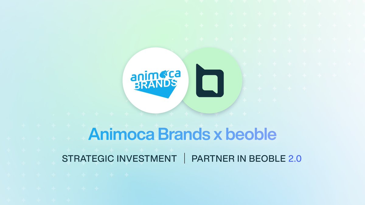 beoble🤝<a href="/animocabrands/">Animoca Brands</a>

beoble has secured a strategic investment from Animoca Brands and is officially backed by <a href="/ysiu/">Yat Siu</a>.

Animoca has also become beoble's official partner for beoble 2.0 release, focusing on integrating beoble's chat across its extensive portfolio.

🌐detail: