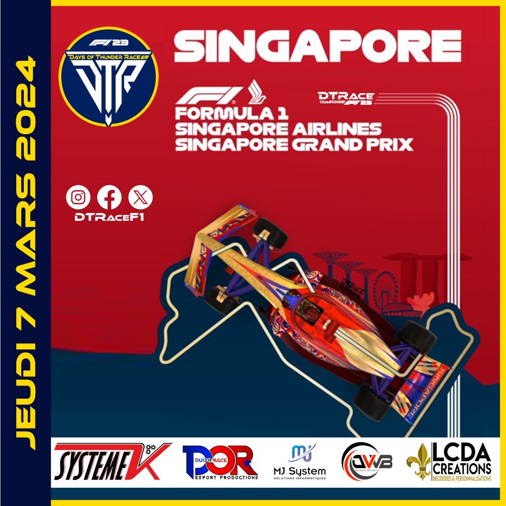 DTRaceF1's tweet photo. Rendez-vous ce soir dans la nuit de Singapour pour le seconde manche du Gr. Jaune https://t.co/GX4gkAnajh
