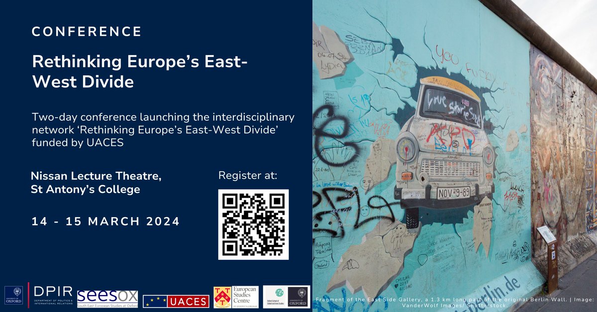 Save the date! 📚👩‍🎓 'Rethinking Europe’s East-West Divide' UACES Network Conference Launch 14-15 March at @StAntsCollege supported by @UACES organized by @Politics_Oxford, @eli_gateva, @EmiTudzarovska, Julia Rone @MCTDCambridge @CzechAcademy