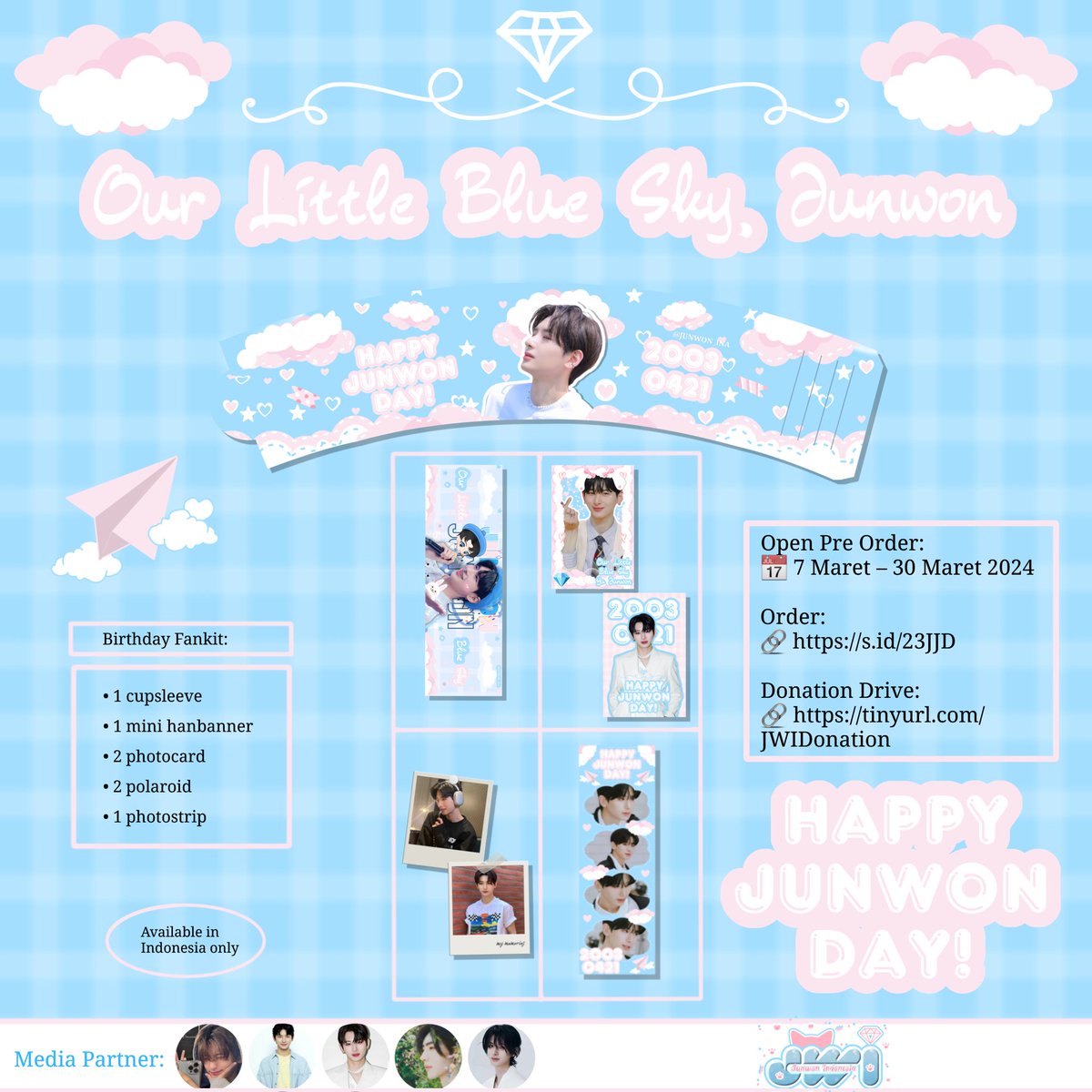 JUNWON_INA's tweet photo. — HAPPY JUNWON DAY —

☁️ Let the blue sky inspire endless possibilities, our little blue sky, Junwon ☁️

Pre Order Birthday Fankit
📆 7 – 30 Maret 2024
🔗 https://t.co/c8J0MjVKAd

 #AlwaysLove_JUNWON
#유준원 #YUJUNWON #ユジュンウォン https://t.co/E7o9rJFwZH