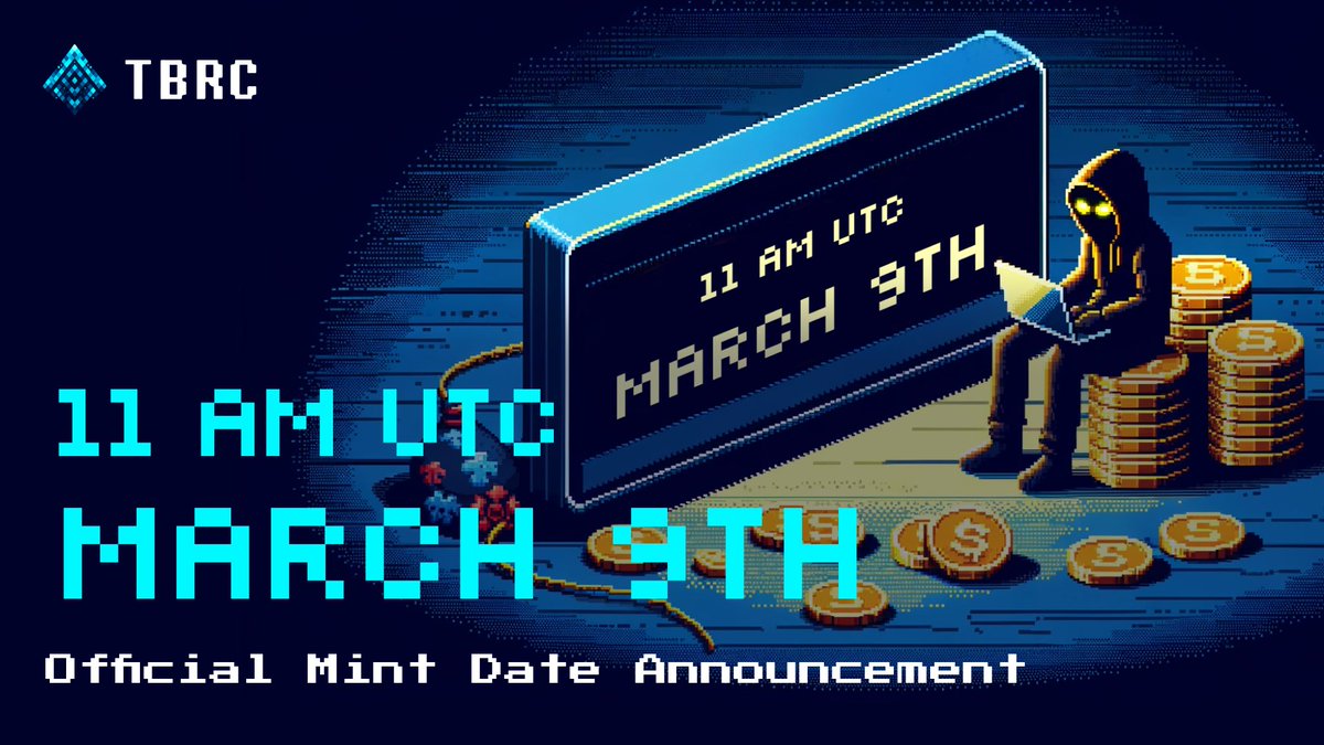 🚀 The moment is finally here! 📅 We're thrilled to announce the official Mint Date: - 11 AM UTC March 9th - ⏰ Mark your calendars & get ready to mint your very own $TBRC! 💎It’s the best chance to be part of an innovative social experiment on #TON!