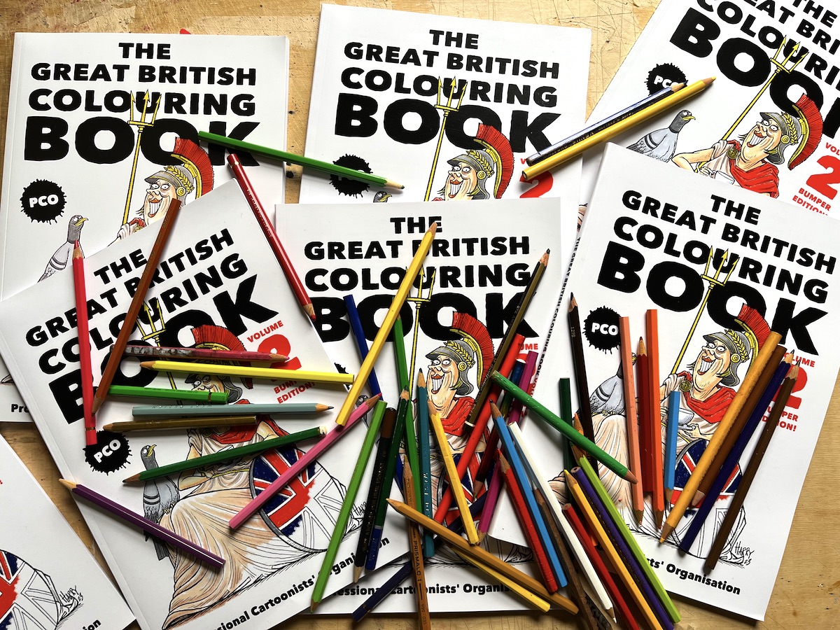 On #WorldBookDay a reminder about The Great British Colouring Book. Made in response to the lovely Robert Jenrick's callous act of ordering cartoons on walls at 2 child refugee centres to be painted over. More about it + get a copy here: procartoonists.org/the-great-brit… @procartoonists