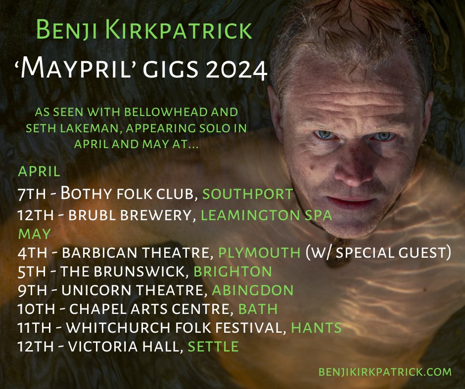 Spring gigs!
Looking forward to getting out there again at #bothyfolkclub #brublbrewery @BarbicanTheatre @Brunswickpub #unicorntheatreabingdon @ChapelArtCentre @whitchurchfest @vichallsettle