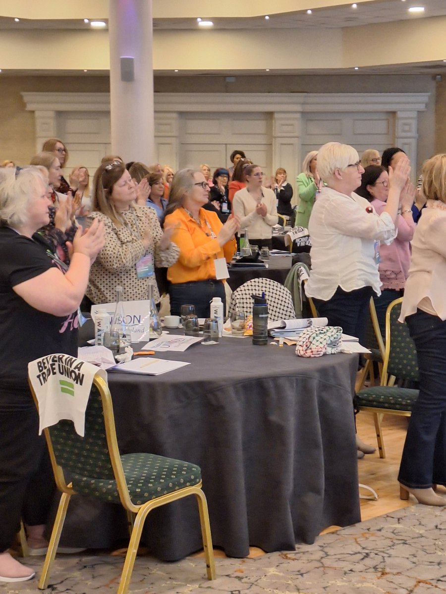 'We will not be forced from our land' @IrePalestine Ambassador receives standing ovation @irishcongress #ICTUWomen24 conf