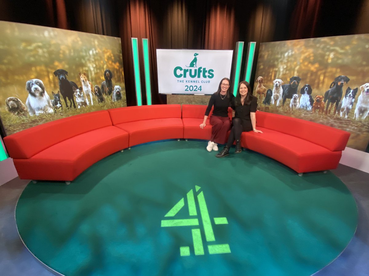 Testing out the furniture with my co-commentator and very much expert <a href="/Laura_Crombie/">Laura Crombie</a> . Utility and Toy Groups being judged tonight to see who goes through to @crufts Best in Show