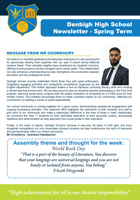 📢Catch up on all that's been going on at Denbigh this week! Our latest Denbigh Newsletter 📰is now available to view here: denbighhigh.luton.sch.uk/docs/Denbigh_N…