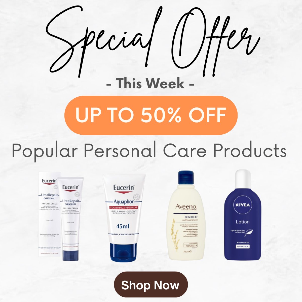 At Pharmazon Direct, we're dedicated to helping you prioritize personal care with our extensive selection of personal care products. With renowned brands like Eucerin, Aveeno, and Nivea, you can trust that you're investing in quality products that deliver real results.