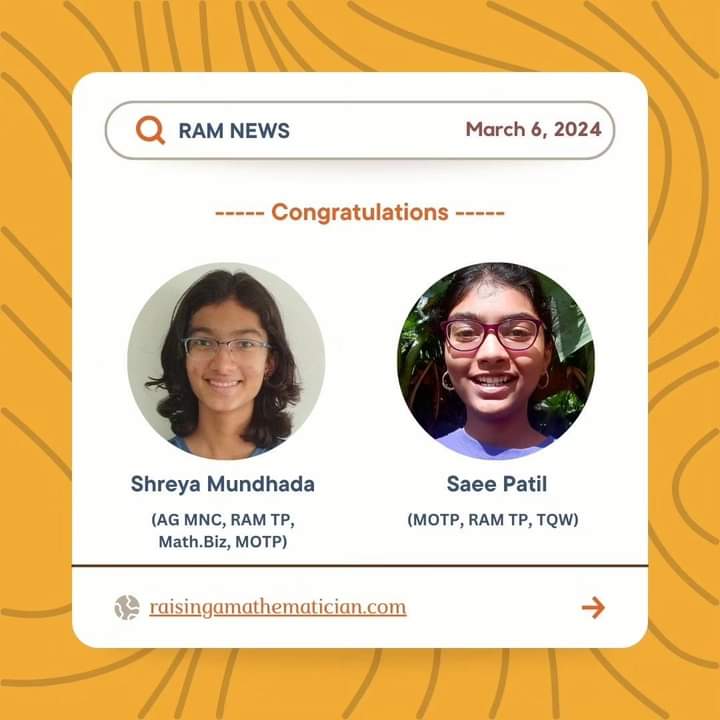 raisingamath's tweet photo. Join us in congratulating all the selected students including 12 students from RAM who have been selected for the prestigious #IMOTC! https://t.co/Hig90aci3d