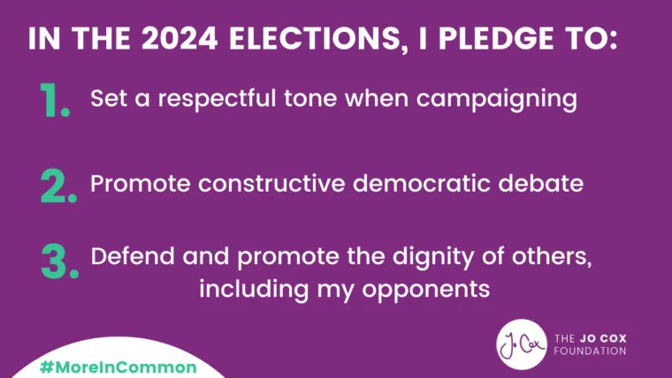 Ahead of the General Election, I am taking the @JoCoxFoundation's #CivilityPledge. I will run a respectful campaign, promote constructive democratic debate and defend the dignity of others. #MoreInCommon