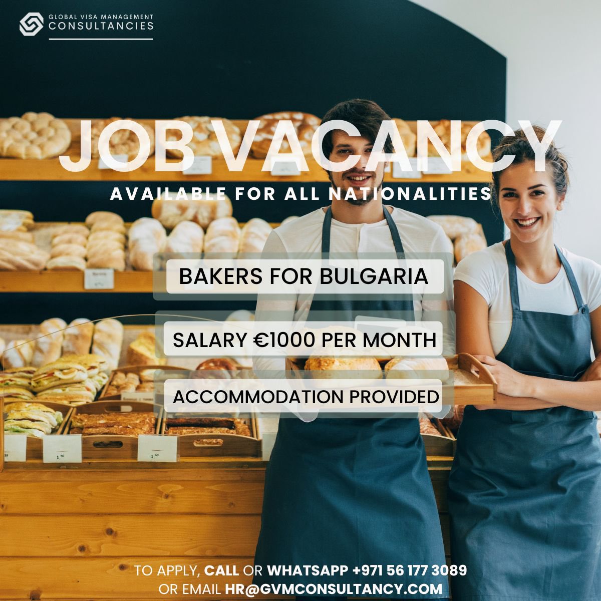gvmconsultancy's tweet photo. 📢 GVMC is looking for talented Bakers!

👉 The essentials:

- Previous experience as a baker
- Proficiency in Basic English
- Strong attention to detail

Call/WhatsApp on +971 56 177 3089
Email at hr@gvmconsultancy.com

#gvmc #bakers #jobopportunities #hiringnow #joinourteam https://t.co/eTGLkJdI5G