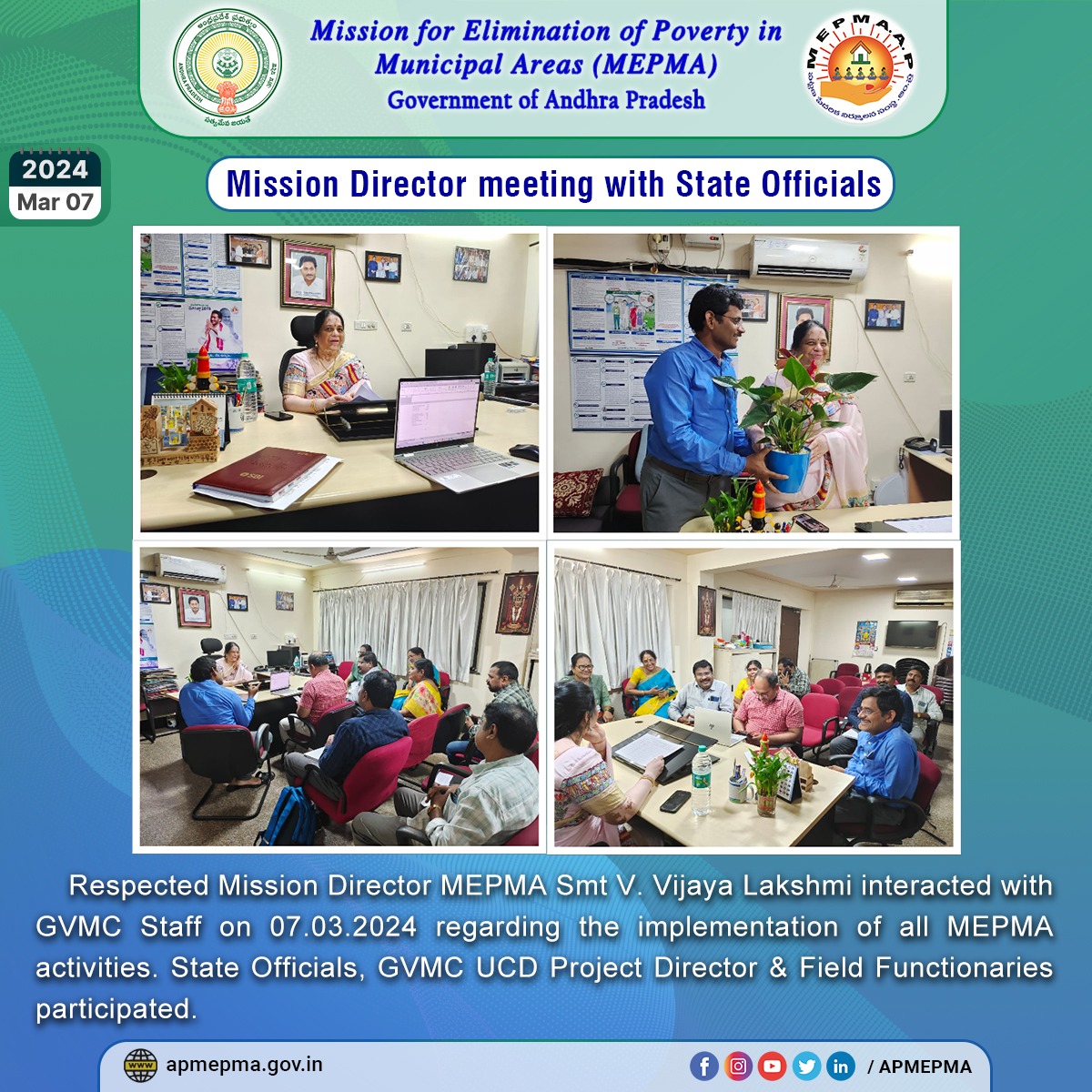 apmepma's tweet photo. #goap #apmepma #misson #director #StateOfficials #GVMC #UCD #field #Functionaries https://t.co/zCsmWKKGxt