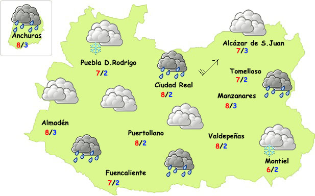 meteocr's tweet photo. Este fin de semana vamos a tener una atmósfera revuelta, con lluvia, nieve en zonas de sierra, viento y bajada de temperaturas, con días bastante fríos. El sábado será la jornada más fría, pudiendo pasarnos gran parte del día en torno a los 5ºC o poco más: https://t.co/D1Q9uytMrP https://t.co/RBRihURTXv