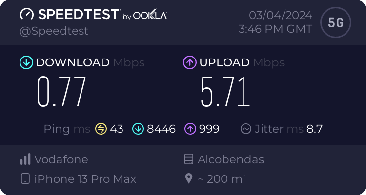 ikrush_es's tweet photo. https://t.co/Lit3X5ZURb 

@vodafone_es ¿la mejor red 5G? Aquí un test de velocidad en el Valle de Egües (Sarriguren)... https://t.co/yfYf8YzSZ9