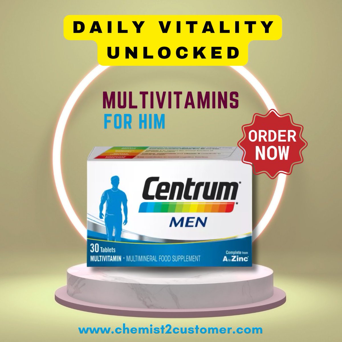 chem2custom's tweet photo. Elevate your vitality with Centrum Men! 💪🚀 
Packed with essential nutrients for energy, immunity, and muscle function. Just 1 tablet a day for your daily boost! 🌟 

https://t.co/mWhdHotvnO

#CentrumMen #HealthBoost #DailyWellness https://t.co/oAHNNM53pr