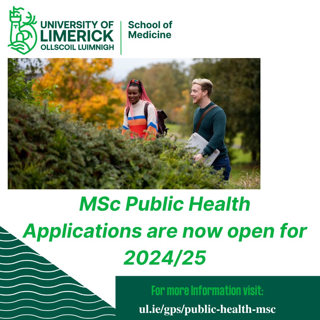 Interested in studying on our MSc Public Health programme? Apply NOW: ul.ie/gps/public-hea… @PublicHealthUL @ProfColumDunne @ULGlobal @medicineUL